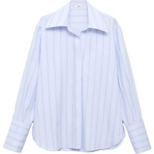 MANGO Blouse 'CHYNYR'  lichtblauw / grijs / wit
