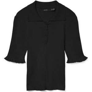 Gebreide Pullover - Polo Hals - 2/4 Mouwen - Knoopsluiting - Regular Fit