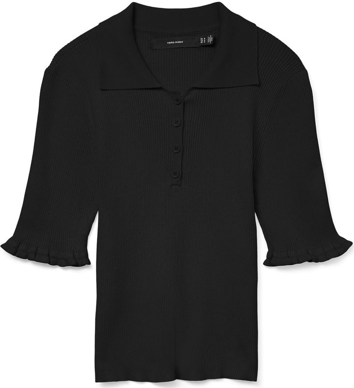 Gebreide Pullover - Polo Hals - 2/4 Mouwen - Knoopsluiting - Regular Fit