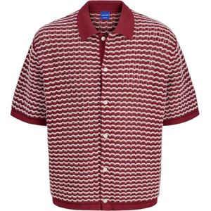 JACK & JONES Gebreid vest 'JORDia'  bordeaux / wit