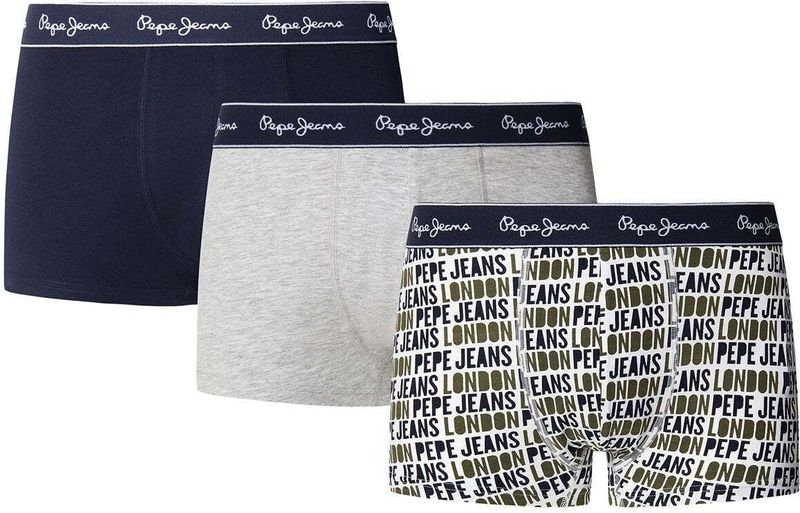 Pepe Jeans - PMU11194 - Boxershorts - Grijs en Marineblauw - 3-pack - Katoen