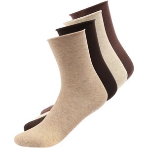 Lindex - Sokken - Crème / Beige Gemêleerd / Chocoladebruin / Donkerbruin - 4 Pack