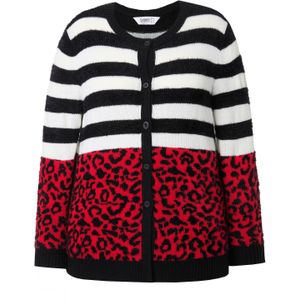 Angel of Style Gebreid vest  wijnrood / zwart / wit