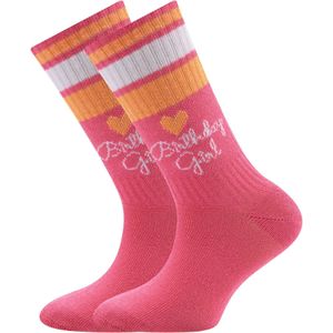 EWERS Sokken 'Birthday Girl'  donkeroranje / donkerroze / wit