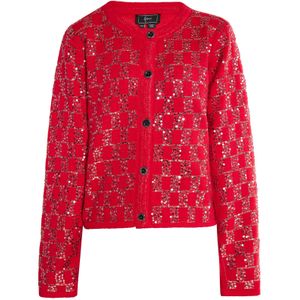 faina Gebreid vest  rood / zilver