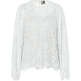 Pieces - OLLINE - Blouse - Effen - Regular Fit - Lange Mouwen - Kant