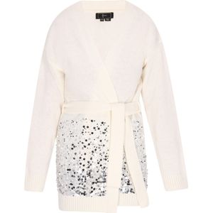 faina Gebreid vest  zilver / wolwit