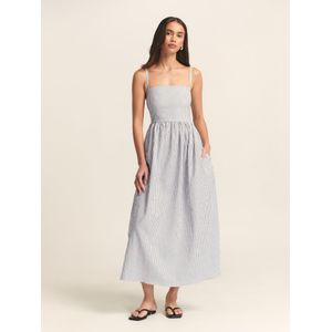 St MRLO Jurk 'LANAH MIDI DRESS'  navy / wit