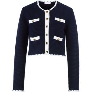 Rich & Royal - Vest - Midnight Blue - Met Versiering Aan De Halslijn, Zoom En Mouwen