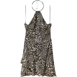 Bershka Jurk  crème / lichtbruin / zwart