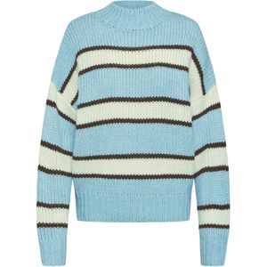 EDITED Trui 'Egid'  lichtblauw / bruin / offwhite