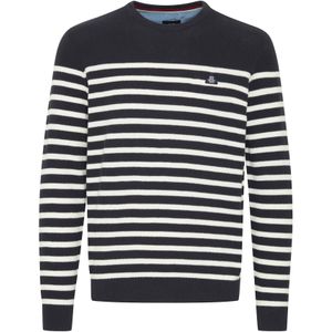 FQ1924 Trui 'Kyle'  donkerblauw / wit