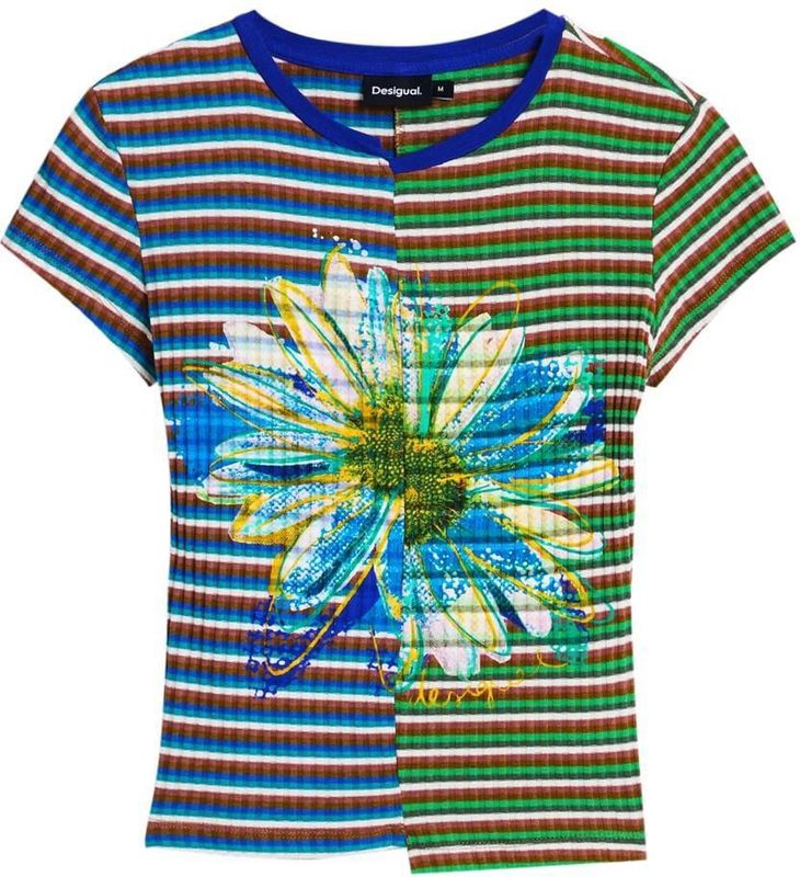 T-shirt - Multicolor - Gestreept - Korte Mouwen - Regular Fit