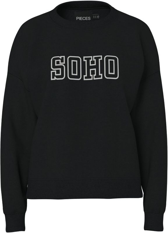 PIECES Sweatshirt 'PCRISSO'  zwart / wit