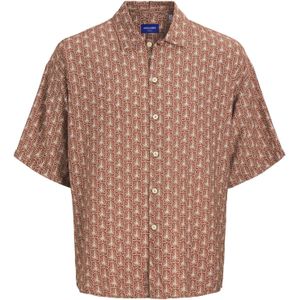JACK & JONES Overhemd  ecru / bruin / roestbruin