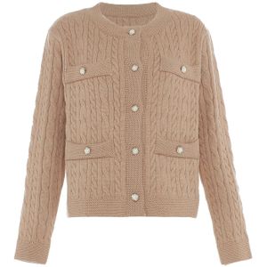 caspio Gebreid vest  donkerbeige