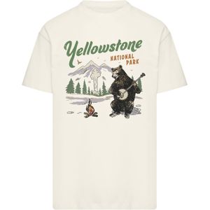 F4NT4STIC Shirt 'US National Parks Yellowstone Bear Playing Banjo'  sand / groen / zwart