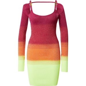 GCDS Gebreide jurk  limoen / oranje / fuchsia / framboos