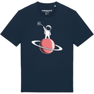 Watapparel Shirt 'Astronaut says Hi'  donkerblauw / pink / wit