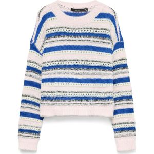 VERO MODA Trui 'VMLENORA'  royal blue/koningsblauw / rosa / zwart / wit