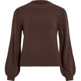 Vila - Viril Turtle-nk Balloon Top - Trui - Coffee Bean - Dames