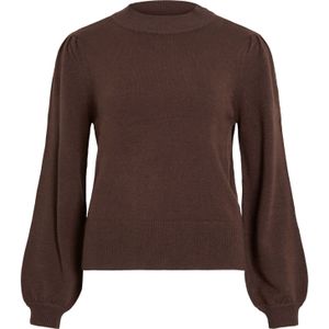 Vila - Viril Turtle-nk Balloon Top - Trui - Coffee Bean - Dames