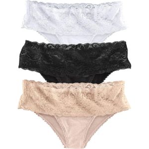 Hipster - Beige - Katoen - Nauwsluitend met Kant