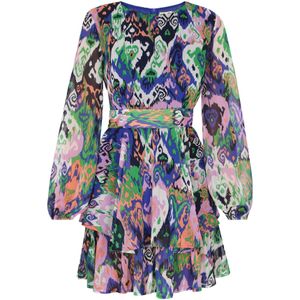 IZIA Jurk  donkerblauw / groen / lila / offwhite