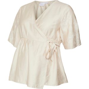 MAMALICIOUS Blouse 'Nanaz Tess'  lichtbeige / wit
