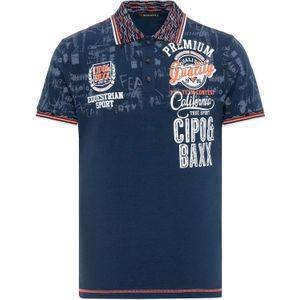 CIPO & BAXX Shirt  donkerblauw / bruin / wit