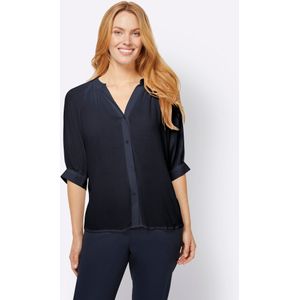 Blouse - Marine - 100% Viscose - Ronde Hals - 3/4-Mouwen