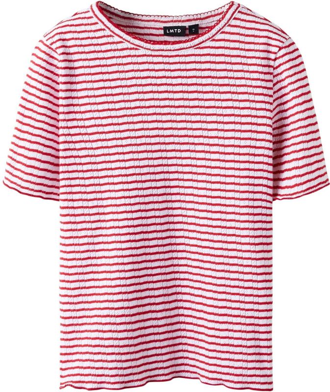 LMTD T-Shirt - NlfSeher - Hibiscus/Wit m. Pointelle - LMTD - 7-8 jaar (122-128) - T-Shirts