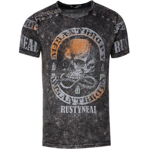 Rusty Neal - T-shirt - Gewassen - Doodshoofdprint