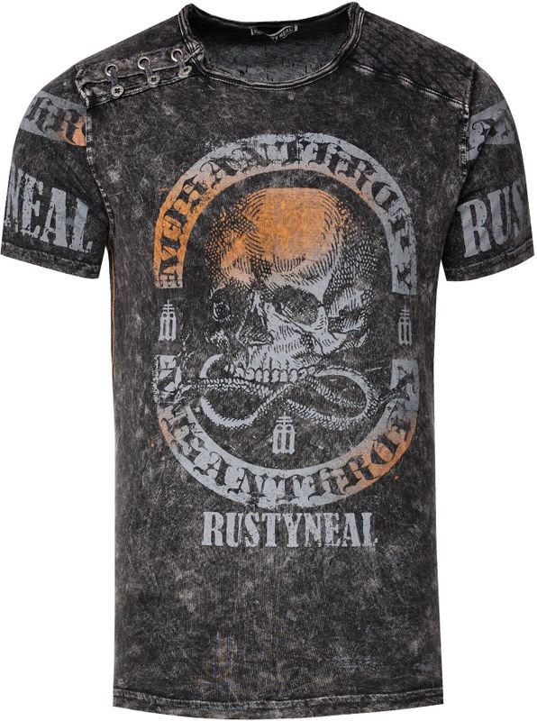 Rusty Neal - T-shirt - Gewassen - Doodshoofdprint