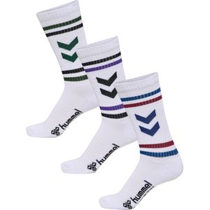 Hummel - hml3-PACK SOCKS CHEVRON HIGH RETRO - Enkelsokken - Gekleurde Band - Sportieve Lifestyle Stijl