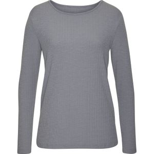 Vivance - Shirt met Lange Mouwen - Grijsblauw - Modieuze Ribstructuur - Soepelvallende Kwaliteit