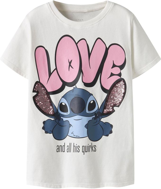 NAME IT Top 'Stitch'  navy / lichtroze / zwart / wit