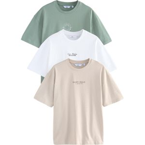 Next Shirt  beige / pastelgroen / zwart / wit