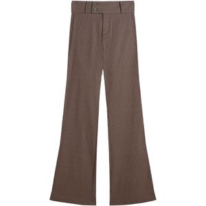 Bershka Broek  chocoladebruin / wit