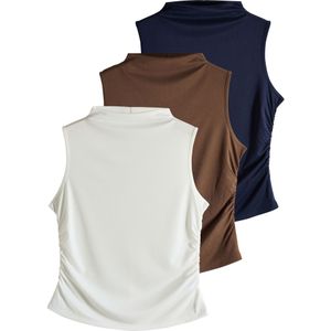 The Set Top  marine / bruin / wit