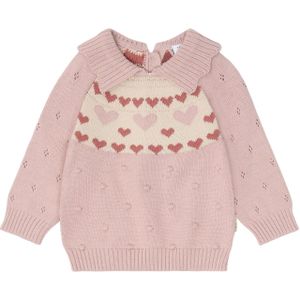 Hust & Claire - Pusle - Trui - Lichtbeige / Rosa / Donkerrood