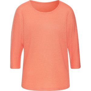 Vivance - Shirt - Abrikoos - Lange Mouwen - Met Modieuze Wafelstructuur Van Kreukvrije Breikwaliteit