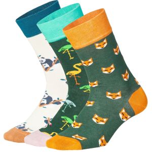 DillySocks Sokken 'Wondrous Wildlife'  turquoise / spar / oranje / wit
