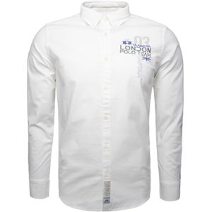 La Martina Overhemd 'MAC301'  grijs / violetblauw / wit