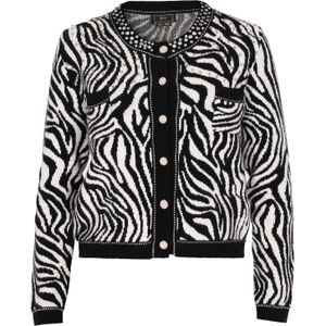 faina Gebreid vest  zwart / wolwit