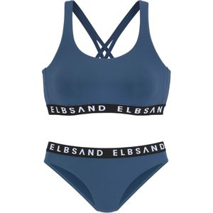Elbsand - Bustierbikini - Rookblauw - Met Merkopschriften in Contrastkleur