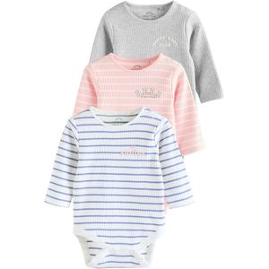 Next Rompertje/body  blauw / grijs gemêleerd / rosa / wit