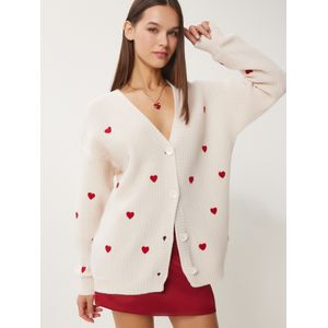 Happiness İstanbul Gebreid vest  crème / rood