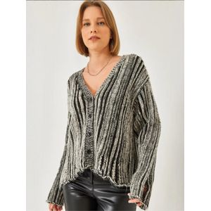 Bianco Lucci Gebreid vest  grijs gemêleerd / zwart