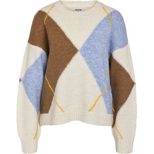 Noisy may - NMARMIE - Gebreide Trui - Lichtblauw / Bruin / Wit